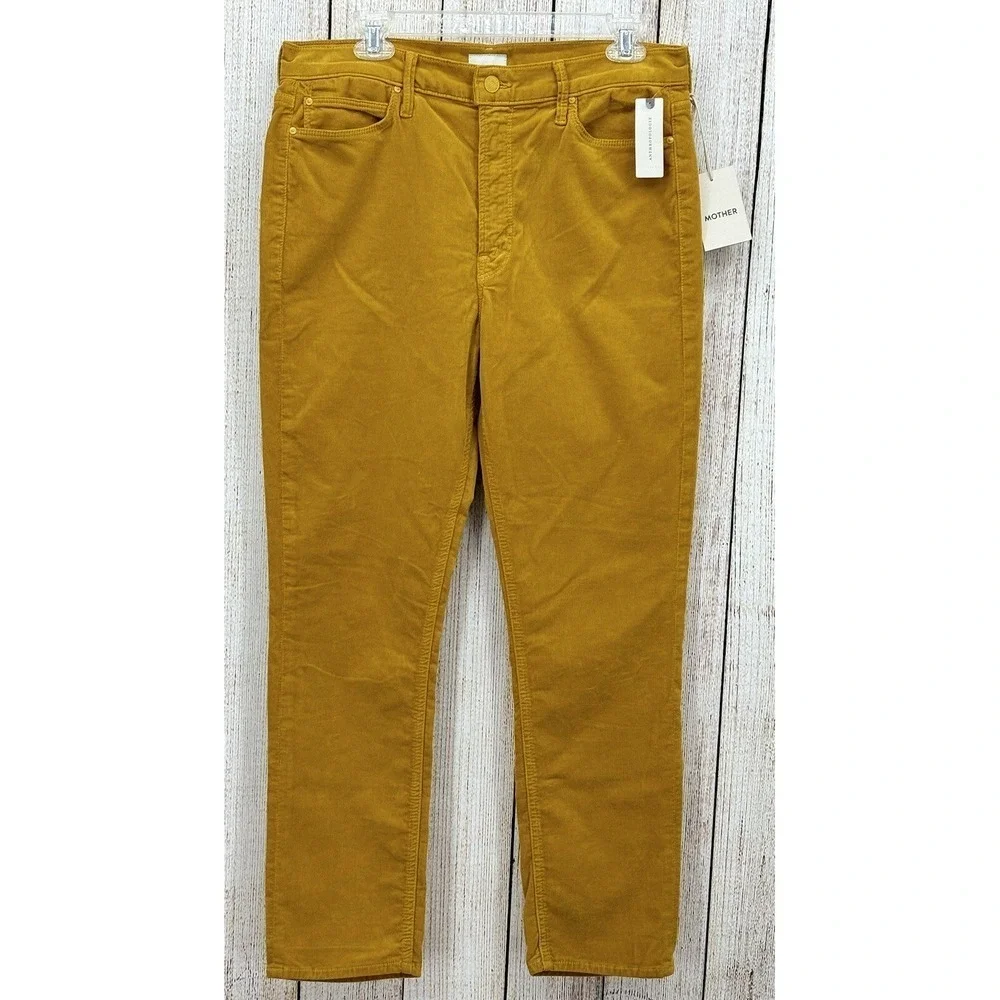 MOTHER The‎ Mid Rise Dazzler Ankle Corduroy Pants Size 34 Hey Honey NWT
